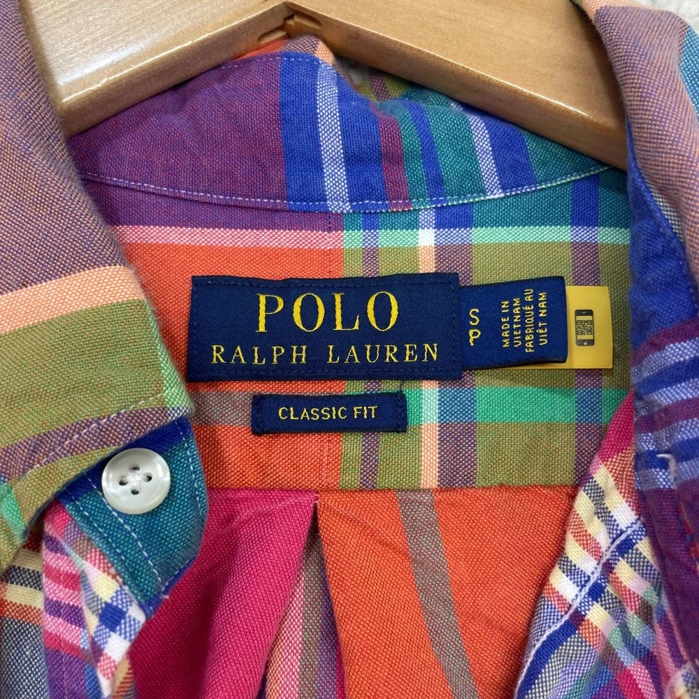 Polo Ralph Lauren Shirt Mens S Multicolor Plaid Classic Fit Button Down Pony